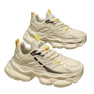 Men’s Lace-Up Summer Breathable Casual Thick-Soled Sneakers Light Luxury Fashion Trendy Campus All-Match Youth Shoes
