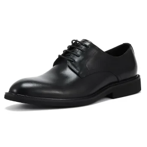 Men’s Lace-Up Top Layer Genuine Leather Derby Shoes Vintage Breathable Wear-Resistant Handmade Leather Office Dress Shoes