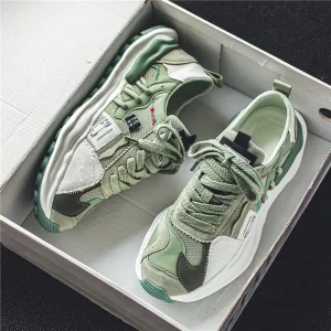 Men’s Lace-Up Walking Shoes Summer New Mesh Breathable Mixed Colors Torre Fashion Comfortable Casual Sports Platform