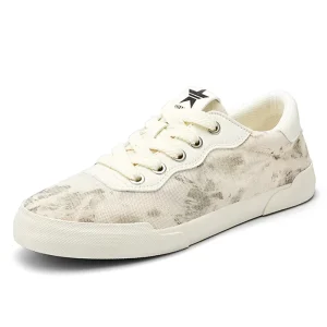 Men’s Lace up Canvas Shoes Comfort Lightweight Breathable Anti Slip Fashion Round Closed Toe Printed