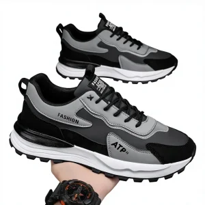 Men’s Lace-up Solid Sneakers New Autumn Casual Summer Work Office PU Waterproof Safety Fashion Shoes