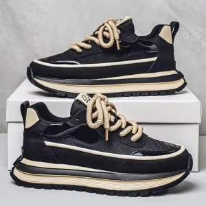 Men’s Lace up Trendy Running Mesh Sneakers with Comfortable Breathable Rubber Sole Autumn Spring Summer Versatile