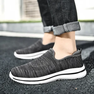 Men’s Large Size Casual Canvas Mesh Breathable Lightweight Anti-Slip Slip-On Shoes