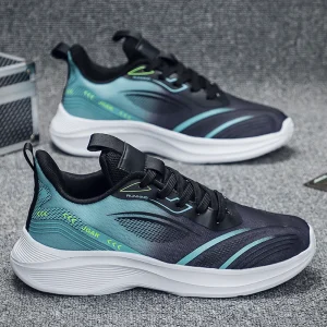 Men’s Large Size Casual Sports Shoes Breathable Mesh with Flying Weaving and Lightweight Anti-Slip Sole for Walking