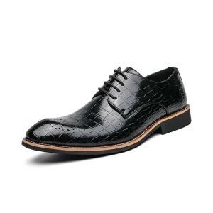 Men’s Large Size Dress Shoes PU Leather Western Wedding for Gentry Style Flat Design for Office
