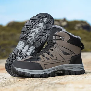 Men’s Large Size Outdoor Hiking Boots Casual Sports Shoes with Waterproof and Warm Comfortable for Winter Sports