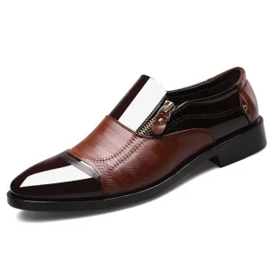 Men’s Large Size Pointed Toe Slip On Business Formal Leather Dress Shoes