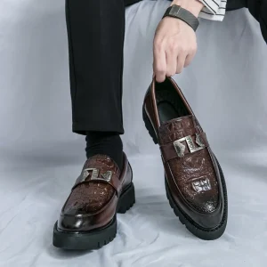 Men’s Large Size Thick Bottom Artificial PU Pointed Toe Rubber Outsole Shoes Spring Autumn New 38-46
