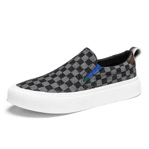 Men’s Lazy Lefu Breathable Canvas Rubber Loafers Waterproof Printed Casual Shoes Cotton for Year-Round Use for Summer Spring