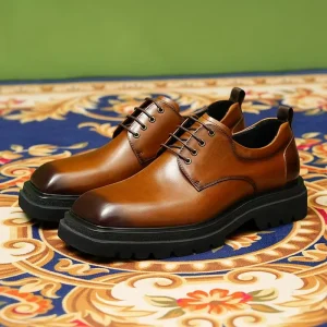 Mens Leather Boat Shoes, mens Leather Boat Shoes Business Formal Genuine Leather High Gloss Cap Toe Oxford Dress Loafer Shoes
