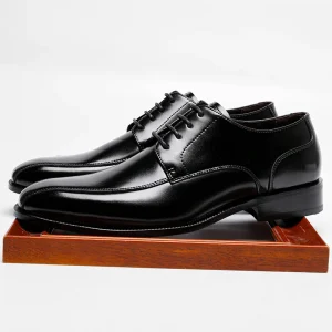 Men’s Leather Business Casual Shoes Carved Point Formal Derby Leather Shoe Dress Shoes