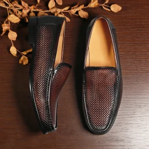 Men’s Leather Casual Shoes Slip-On Breathable Anti-Slip Men’s Leather Loafers Cushin Lightweight Walking Shoes Men