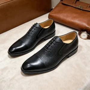 Men’s Leather Dress Shoes Genuine Leather Formal Business Dress Shoes Classic Black Oxfords Shoes