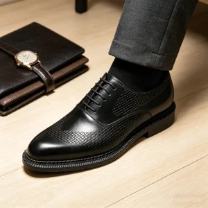 Men’s Leather Dress Shoes Thick Sole Handmade Genuine Leather Formal Shoes Luxury Business Shoes for CEO Executive