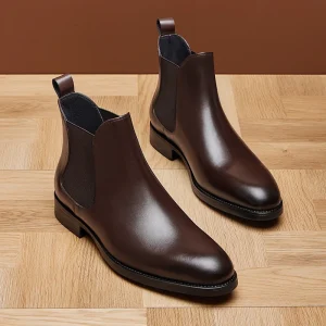 Men’s Leather Formal Ankle Boots Rubber Solid Top Layer Cowhide Lace Up