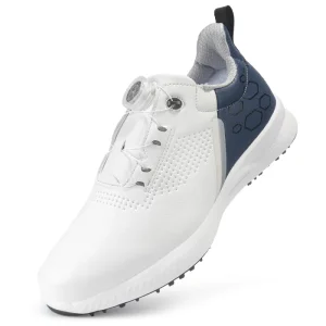 Men’s Leather Golf Shoes Breathable EVA Midsole Waterproof Rotation Shoelace Casual for Outdoor Sports Non Slip Winter Friendly