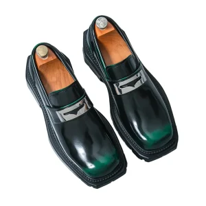 Men’s Leather Loafers Dress Shoes Breathable Slip-On Thick Sole Formal Office Career Spring Autumn