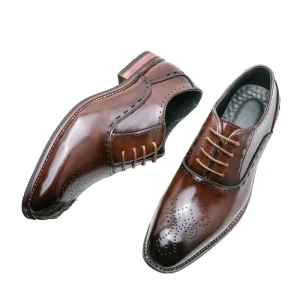 Men’s Leather Oxford Dress Shoes Pointed Toe Slip On Formal Business Wedding Party Shoes Genuine Leather Hard Wearing