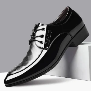 Men’s Leather Pointed Toe Lightweight Work 38-49 EVA Rubber Black Oxford Dance Chunky Formal Dress Shoes