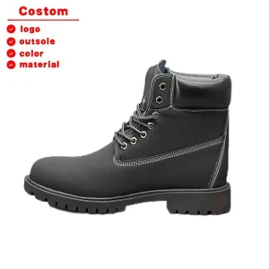 Men’s Leather Rhubarb Boots Autumn Winter Velvet Warm British Wind Work Shoes