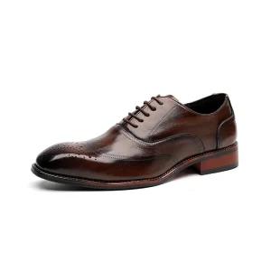 Men’s Leather Shoes British Style Derby Shoes Casual Three-Joint Business Formal Groom Wedding Shoes 8174-R