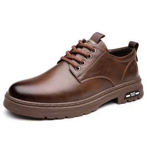 Men’s Leather Shoes Business Casual Leather Shoes for Men Classic Retro Design Soft Soled Breathable Male Shoes 9366