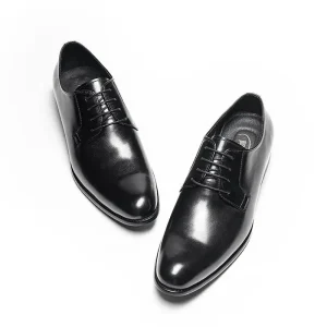Men’s Leather Shoes Business Formal Casual Lace-up Breathable Smooth-textured Hand-rubbed Dress Shoes&Oxford for Men