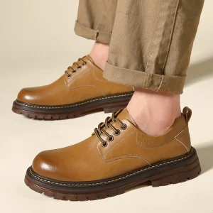 Men’s Leather Shoes Derby British Style Groom Wedding Autumn Cowhide Pointed Formal Business Men’s Shoes