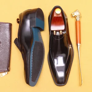 Men’s Leather Shoes English Style Business Formal Shoes Wedding Groom Shoes Comfortable Loafers