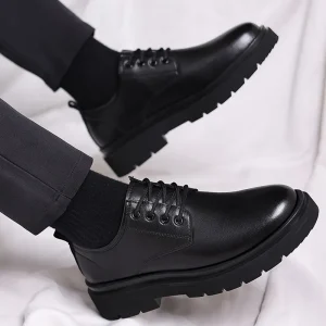 Men’s Leather Shoes Spring British Thick Soled Casual Derby Shoes Men’s Formal Men’s Shoes