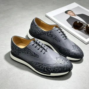 Men’s Leather Shoes Thick Sole Sneakers Casual Formal Shoes for Office Work Comfortable Height Increasing Formal Shoes