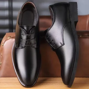 Men’s Leather Shoes with Pointed Toe Business Formal Casual High-end Leather Shoes Trendy Shoes