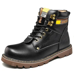 Men’s Leather Steel Toe Cap Work Boots Winter Outdoor Hiking Safety Shoes With Rubber for Construction