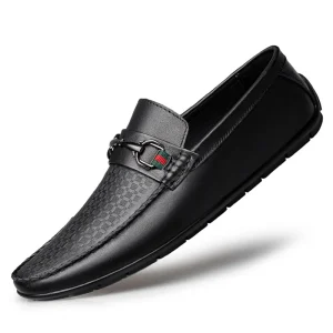 Men’s Light Soft Genuine Leather Loafers Comfortable EVA Insole Walking Shoes for Spring Autumn