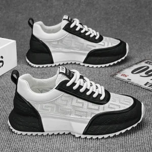 Men’s Lightweight Breathable Mesh Sports Casual Skateboard Sneakers Odor-Proof Comfortable Shoes for Winter Low Cut Style