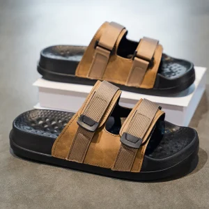 Men’s Lightweight Comfort Slides Double Buckle Slip on Adjustable Thick Eva Orthopedic Sandals Summer Custom Slides