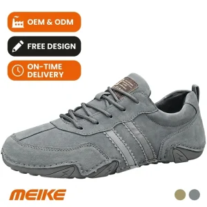 Men’s Lightweight Comfortable Casual Running Shoes Pigskin Upper Genuine Leather Lining Lace-Up Closure Rubber Outsole