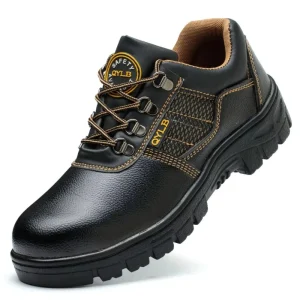 Men’s Lightweight Fly Woven Fabric Safety Shoes Breathable Comfortable with Rotating Buttons Steel Toe for Winter Factory Use