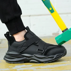 Men’s Lightweight Microfiber Leather Safety Shoes Autumn Work Sports Shoes Steel Toe Puncture-Proof Protective Features
