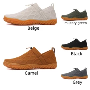 Men’s Lightweight Quick Drying Breathable Fitness Walking Shoes Minimalist Design Solid Pattern Slip On Closure Cloth Upper