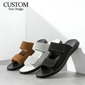 Men’s Lightweight Summer Outdoor Slip On Plaid Open Toe Soft Soled Non Slip Comfortable Fashion Slides Sandals