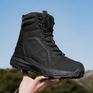Men’s Lightweight Tactical Boots Large Size Outdoor Field Practice Safety Nonslip Trainer Shoes Ankle Height Rubber
