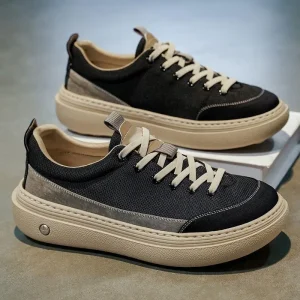 Men’s Lightweight Ultra-Soft Canvas Sneakers for Summer Height-Boosting Breathable Walking Style Shoes Fabric Synthetic