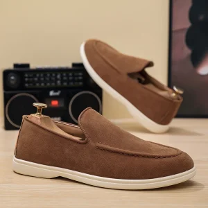 Men’s Loafers Casual Sports Shoes Fashion PU Round Toe Slip on Plastic Outsole Walking Shoes