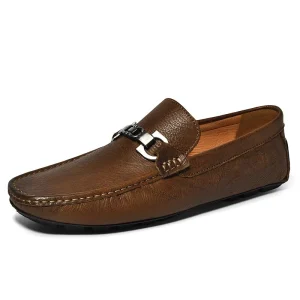 Men’s Loafers Driving Shoes Gommino Penny Loafer Flats Cow Genuine Leather Metal Decoration Low top Slip on Handmade Breathable