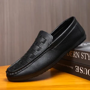 Men’s Loafers Driving Shoes Gommino Penny Loafer Flats Embossed crocodile Stripes Low top Slip on Handmade