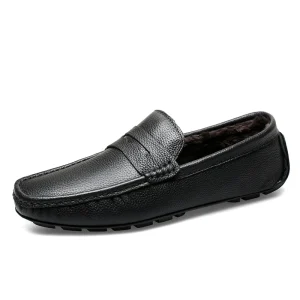 Men’s Loafers Driving Shoes Moccasin Gommino Penny Loafer Flats Cow Genuine Leather Low Top Slip-On Flat Heeled Handmade Cotton
