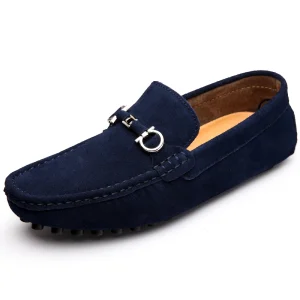 Men’s Loafers Driving Shoes Moccasin Gommino Penny Loafer Flats Faux Suede Nubuck Leather Metal Decoration Slip on Handmade