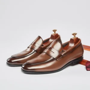 Mens Loafers Genuine Leather Summer British-style Minimalist Design Business Attire Slip-on Casual