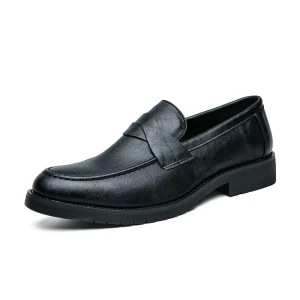 Men’s Loafers Lightweight Easy to Walk Black Anti-Slip Comfortable Moccasin Party Wedding Slip-On Shoes